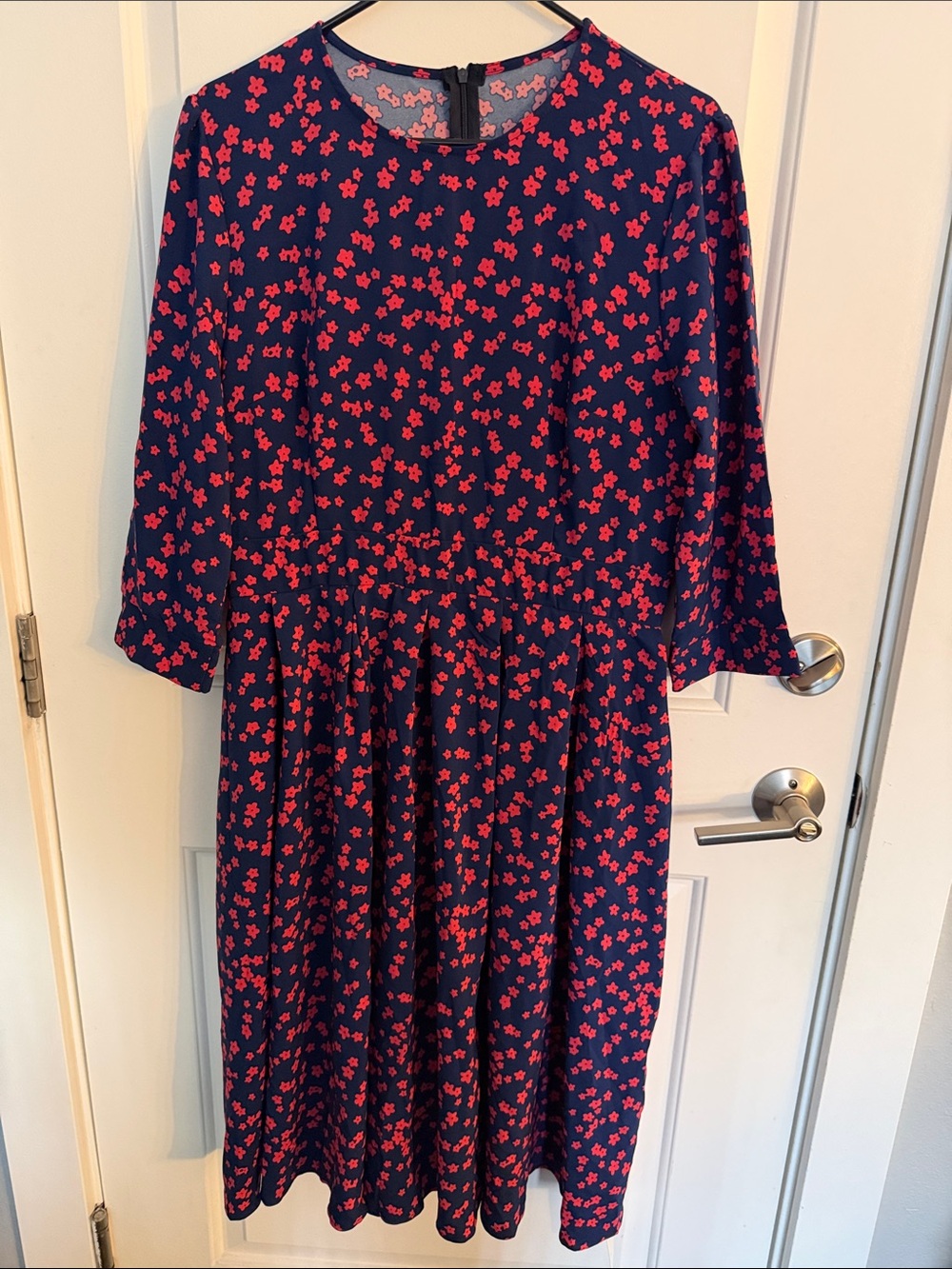Simple Flavor Navy Dress with Pink Floral Print
